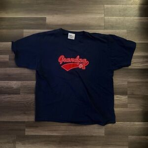 Navy Blue Grandpa Tee with Red‎ Design